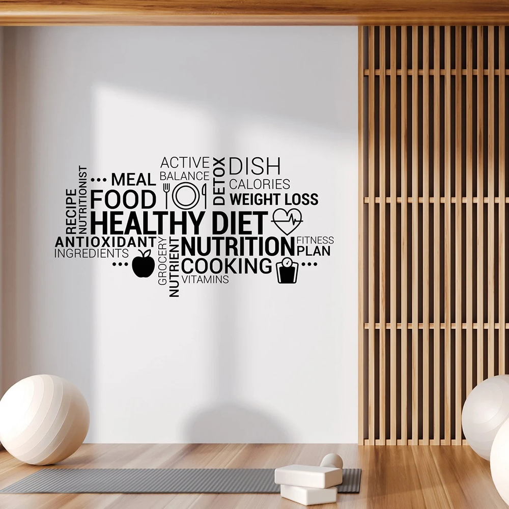 Nutrition Fitness Gym - Inspirujące zdrowe odżywianie Winylowa naklejka ścienna